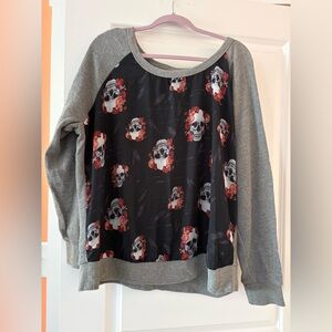 Torrid Gray and Black Skull Print Sweatshirt